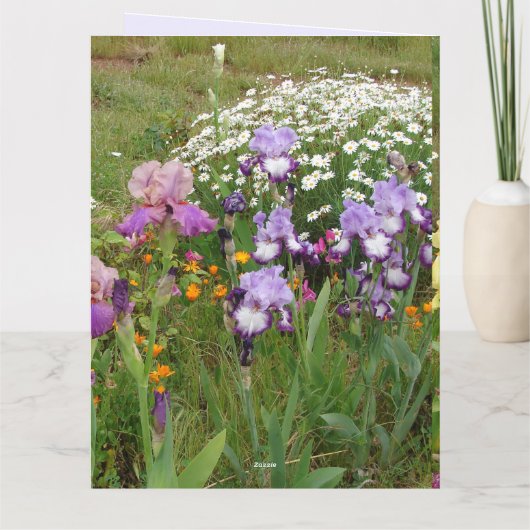 Carte Belle photo florale d'iris violet (Dos)