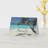 Carte Belle Plage Tropicale Ocean Paradise Anniversaire (Fleur jaune)