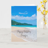 Carte Belle Plage Tropicale Océan Pittoresque Anniversai (Fleur jaune)