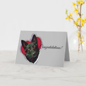 Carte Belle PopArt berger allemand noir (Fleur jaune)