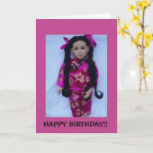 Carte Belle poupée asiatique (Fleur jaune)