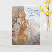 Carte Belle Princesse Tu seras ma servante d'honneur (Fleur jaune)