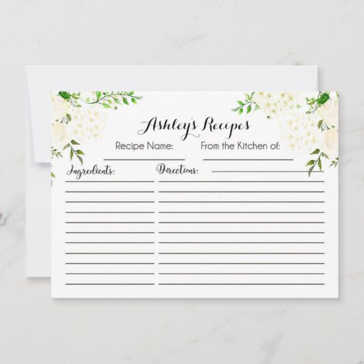 Carte Belle recette florale blanche (Devant)