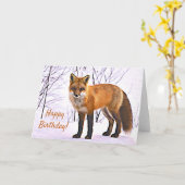 Carte Belle renard en hiver (Fleur jaune)