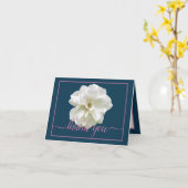 Carte Belle Rose blanche Couleur fond Merci chic (Fleur jaune)