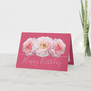 Carte Belle Rose rose Joli Bouquet Floral Anniversaire