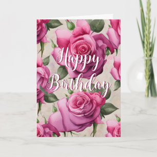 Carte Belle rose Roses Aimer Floral Joyeux Anniversaire