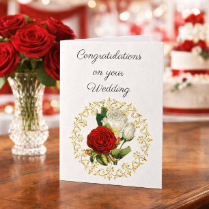 Carte Belle Rose Rouge / Félicitations de Mariage