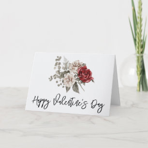 Carte Belle roses blanches et rouges Floral Valentine's