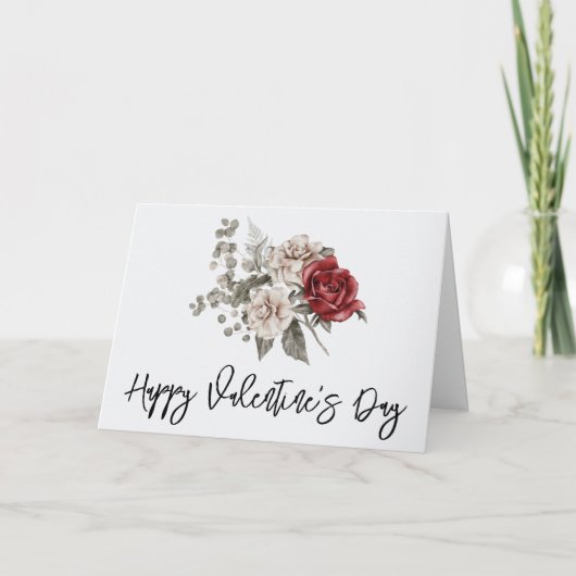 Carte Belle roses blanches et rouges Floral Valentine's (Devant)