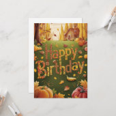 Carte Belle Saison Mystique Automne automne Happy Annive (Devant/Arrière en situation)