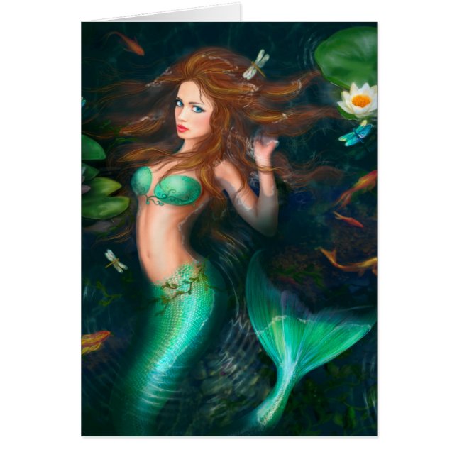 Carte Belle sirène dans le lac (Devant)