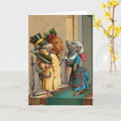 Carte Belle souris de Noël Vintage (Fleur jaune)