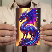 Carte Belle statue Dragon en verre violet Salutation pla