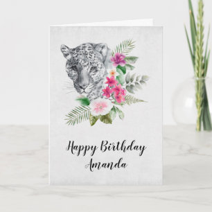 Carte Belle tête de léopard en aquarelle