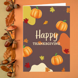 Carte Belle Thanksgiving Citrouille et Feuille
