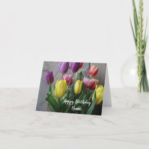 Carte Belle Tulipes Fleur Joyeux Anniversaire