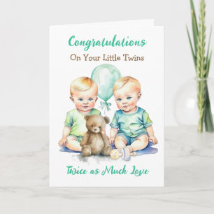 Carte Belle Twin Boys Félicitations Nouveaux Parents