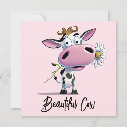 Carte Belle Vache À Fleur (Devant)