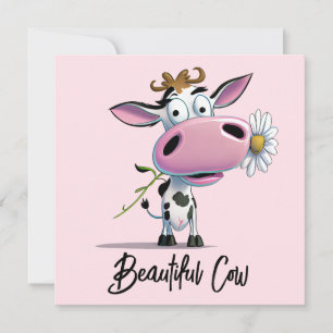 Carte Belle Vache À Fleur