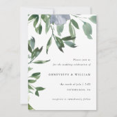 Carte Belle verdure et Dusty Blue Floral Mariage (Devant)