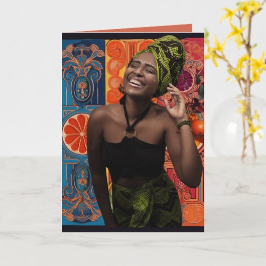 Carte Belle Vibrant Créative Dame Africaine Anniversaire (Fleur jaune)