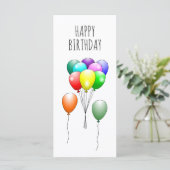 Carte Belles Ballons Colorés d'Anniversaire (Debout devant)