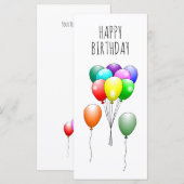 Carte Belles Ballons Colorés d'Anniversaire (Devant / Derrière)