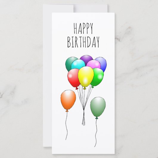 Carte Belles Ballons Colorés d'Anniversaire (Devant)