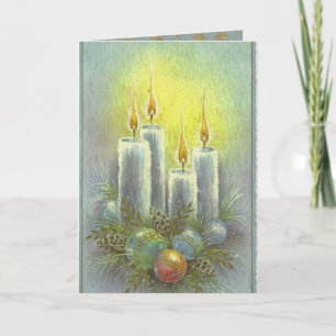 Carte Belles bougies de Noël vintage ornements