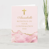 Carte Belles Félicitations de Confirmation Rose Or Perso (Devant)