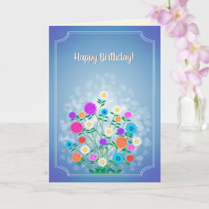 Carte Belles fleurs Joyeux anniversaire