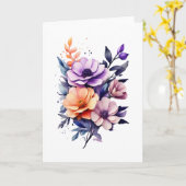 Carte Belles fleurs orange violet beige Vides  (Fleur jaune)