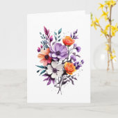 Carte Belles fleurs orange violet blanc vide  (Fleur jaune)
