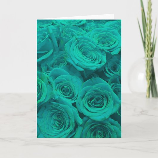 Carte Belles fleurs turquoises roses turquoises (Devant)