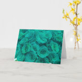Carte Belles fleurs turquoises roses turquoises (Fleur jaune)