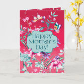 Carte Belles papillons et fleurs | Fête des mères (Fleur jaune)