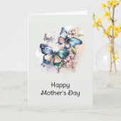 Carte Belles papillons et fleurs Fête des mères (Fleur jaune)