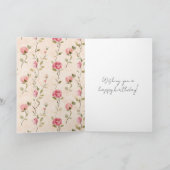 Carte Belles Roses Crème Rose Fleuries Anniversaire (Intérieur)