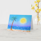 Carte "Belmont's Beach #4" Peinture à l'huile originale (Fleur jaune)