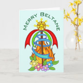 Carte Beltane Mayday Maypole Wiccan Sabbat (Fleur jaune)