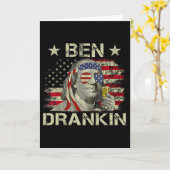 Carte Ben Drankin Benjamin Franklin 4 juillet drôle Dr (Fleur jaune)