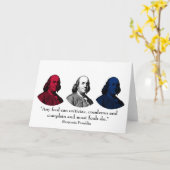 Carte Ben Franklin et citation -- Rouge, blanc, et bleu (Fleur jaune)