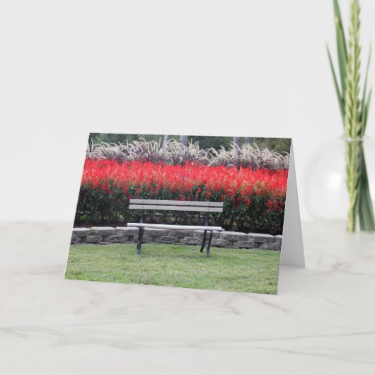 Carte Bench Red Floral Photo (Devant)