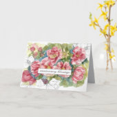 Carte Bénédiction Anniversaire Roses Roses Rose Aquarell (Fleur jaune)