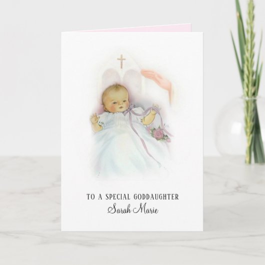Carte Bénédiction baptismale de baptême de fille de (Devant)