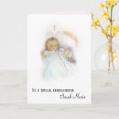 Carte Bénédiction baptismale de baptême de fille de (Fleur jaune)