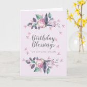 Carte Bénédiction d'anniversaire Aquarelle rose Floral (Fleur jaune)