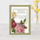 Carte Bénédiction d'anniversaire de toutes les roses rou (Fleur jaune)