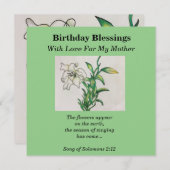 Carte Bénédiction d'anniversaire Mère Lily Fleur Bible V (Devant / Derrière)